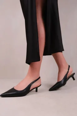 'New' Form Low Kitten Heels With Pointed Toe & Elastic Slingback