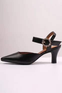 'New' Form Mid Heel Sandals With Diamante Buckle Detail