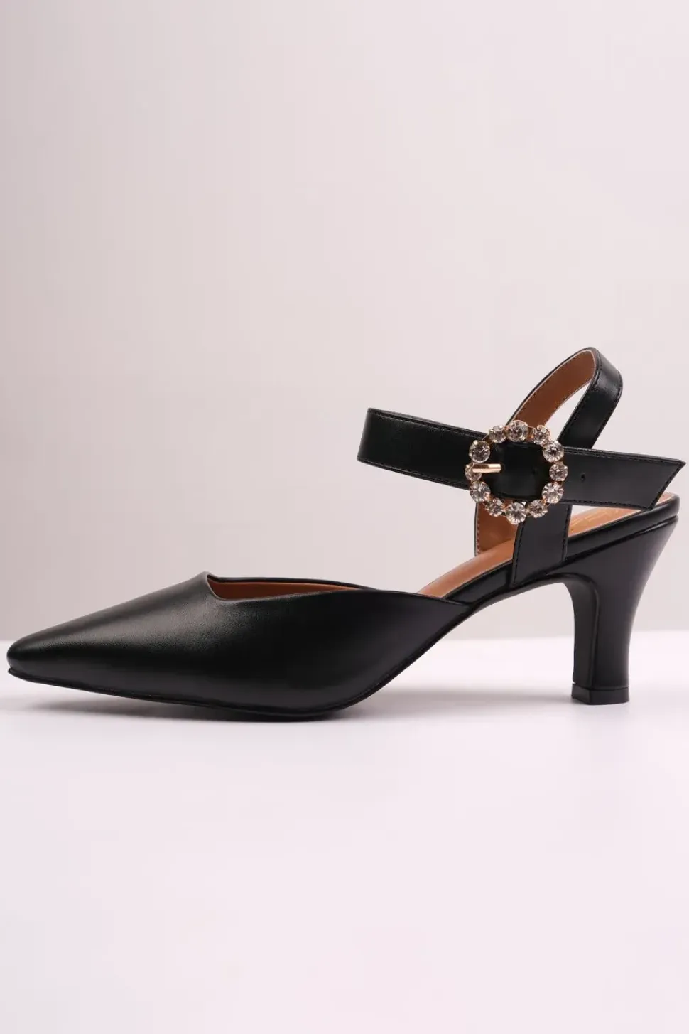 'New' Form Mid Heel Sandals With Diamante Buckle Detail