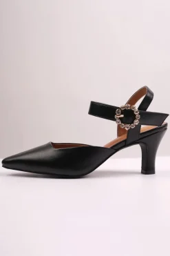 'New' Form Wide Fit Mid Heel Sandals With Diamante Buckle Detail