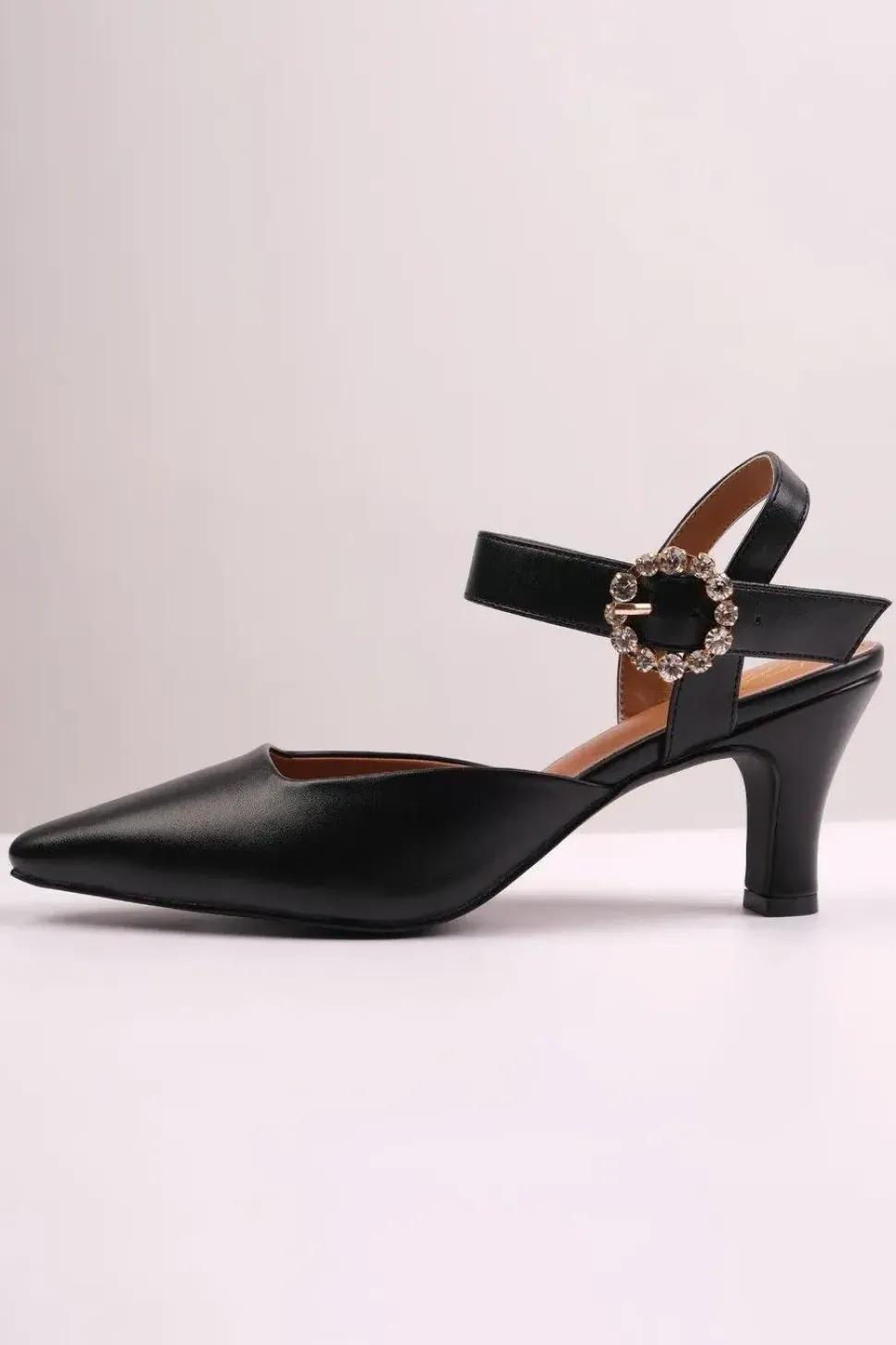 'New' Form Wide Fit Mid Heel Sandals With Diamante Buckle Detail