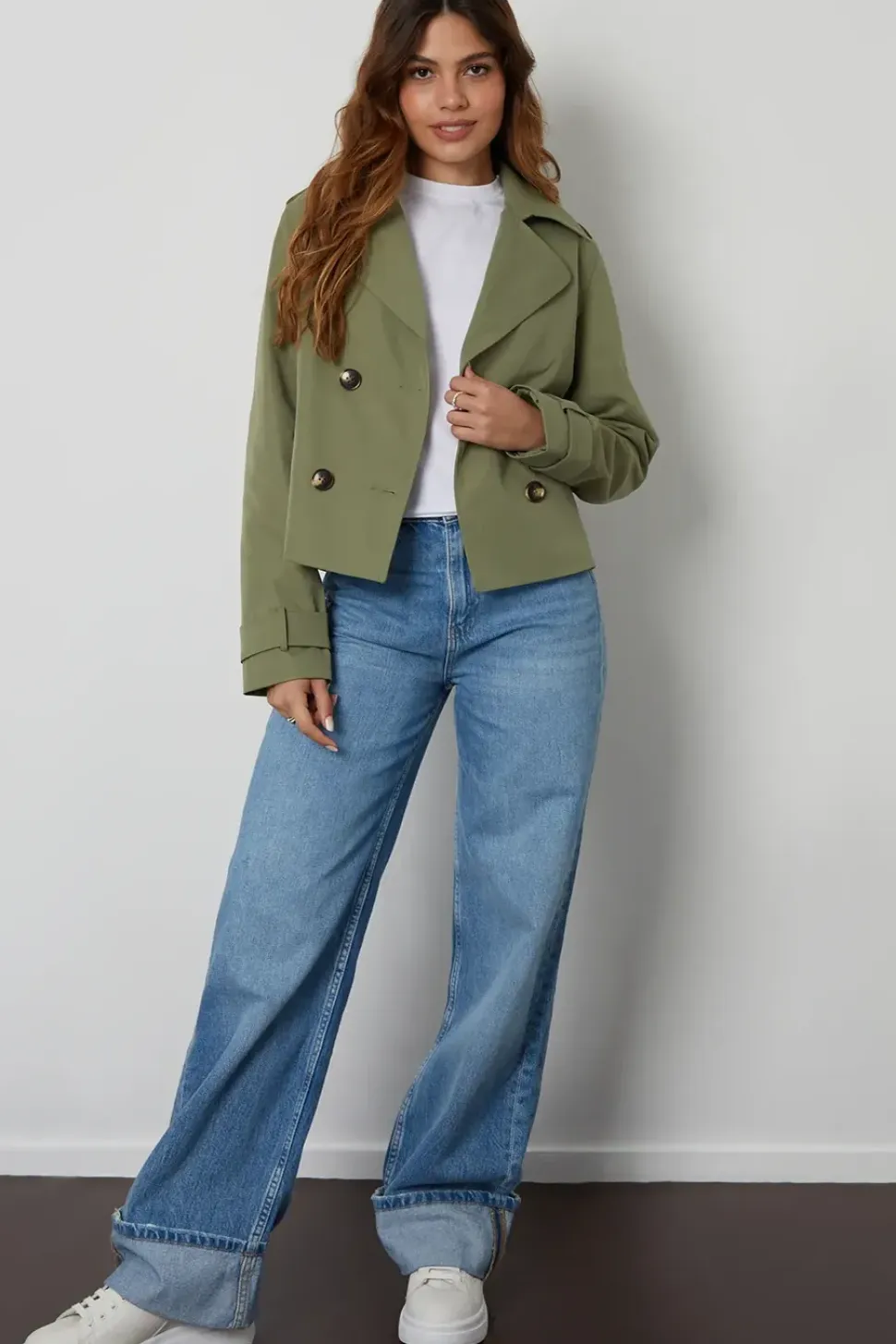 'Nikita' Double Breasted Cropped Trench Coat
