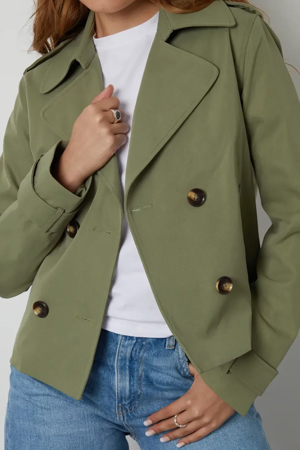 'Nikita' Double Breasted Cropped Trench Coat