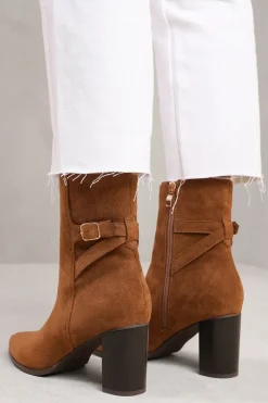 'North' Block Heel Boot With Buckle Detail