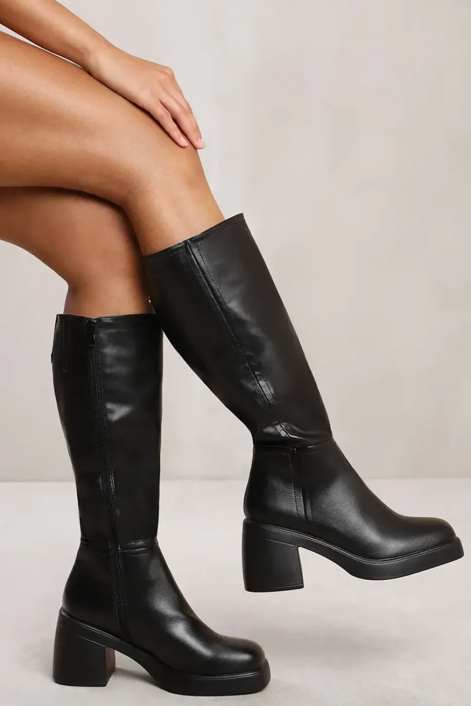 'Nyra' Below Knee Boot With Chunky Heel