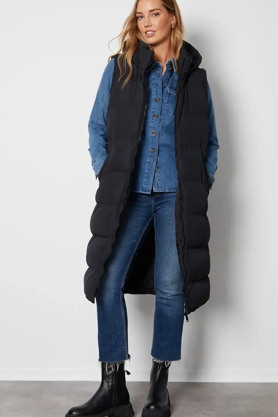'Ony' Longline Hooded Puffer Jacket