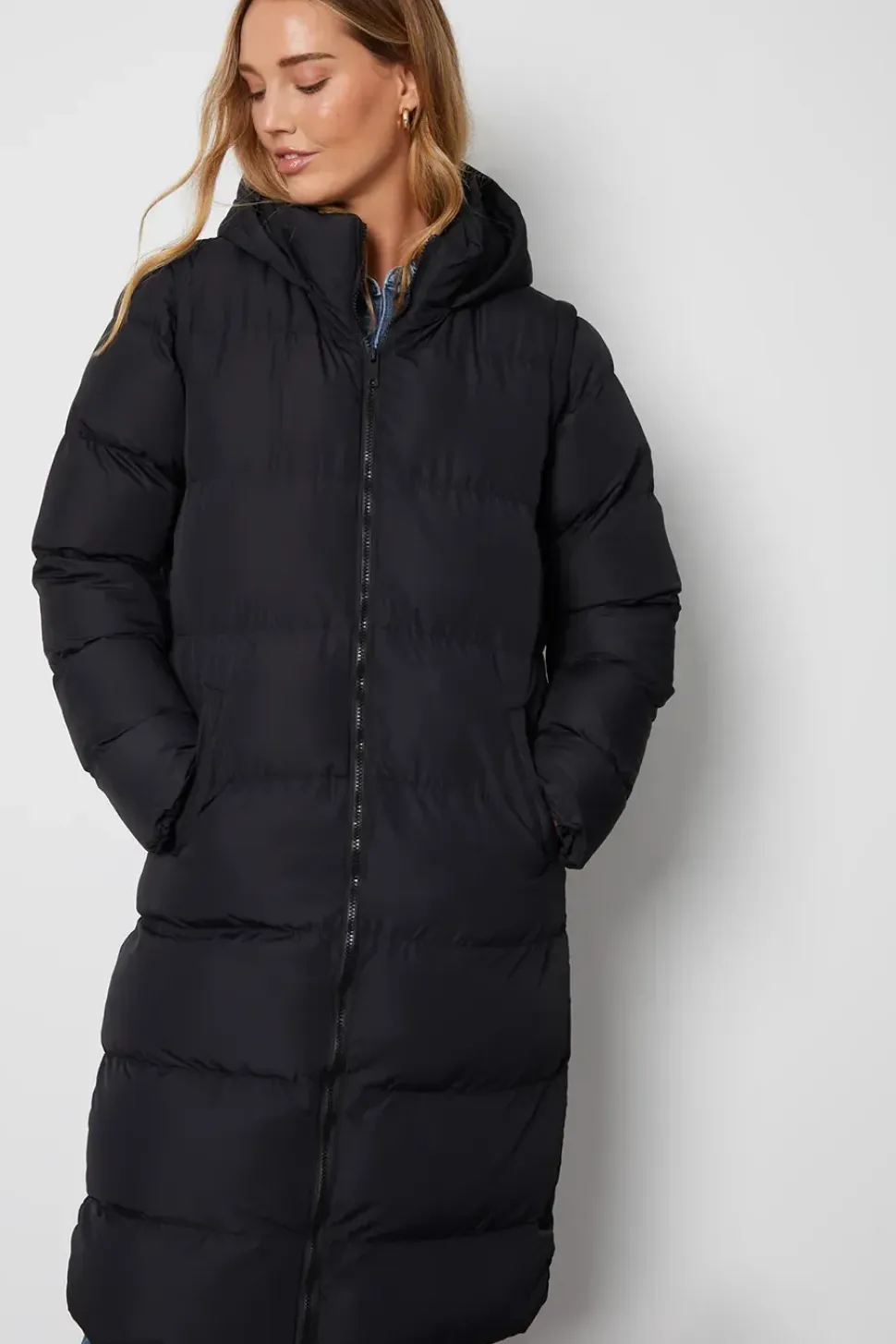 'Ony' Longline Hooded Puffer Jacket