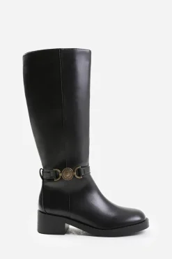 'Osana' Below Knee Boot With Gold Buckle Detail