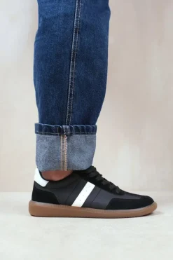 'Pace' Contrast Panel Lace Up Gum Sole Trainers