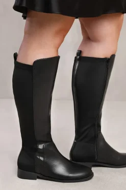 'Parker' Stretch Wide Calf Knee High Boots With Side Zip
