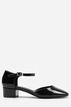 'Peony' Square Toe Low Block Heel With Strap