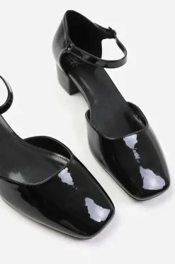 'Peony' Wide Fit Square Toe Low Block Heel With Strap
