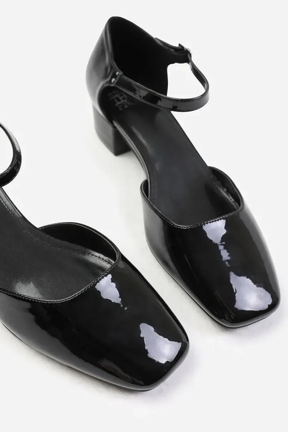 'Peony' Wide Fit Square Toe Low Block Heel With Strap