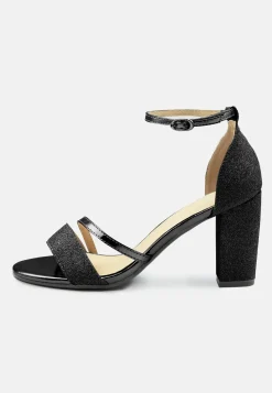'Perla' Mid High Block Heel Sandals With Ankle Strap