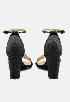 'Perla' Mid High Block Heel Sandals With Ankle Strap