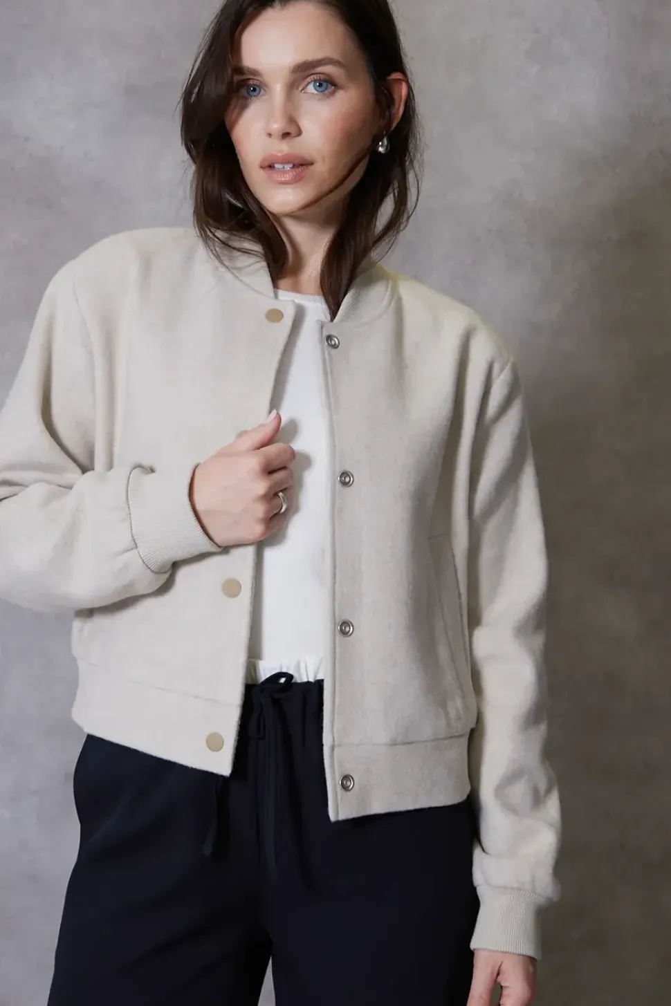'Pheobo' Brushed Cropped Bomber Jacket