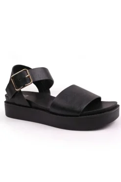 'Phoenix' Extra Wide Fit Classic Flat Sandals With Strap And Buckle Detail