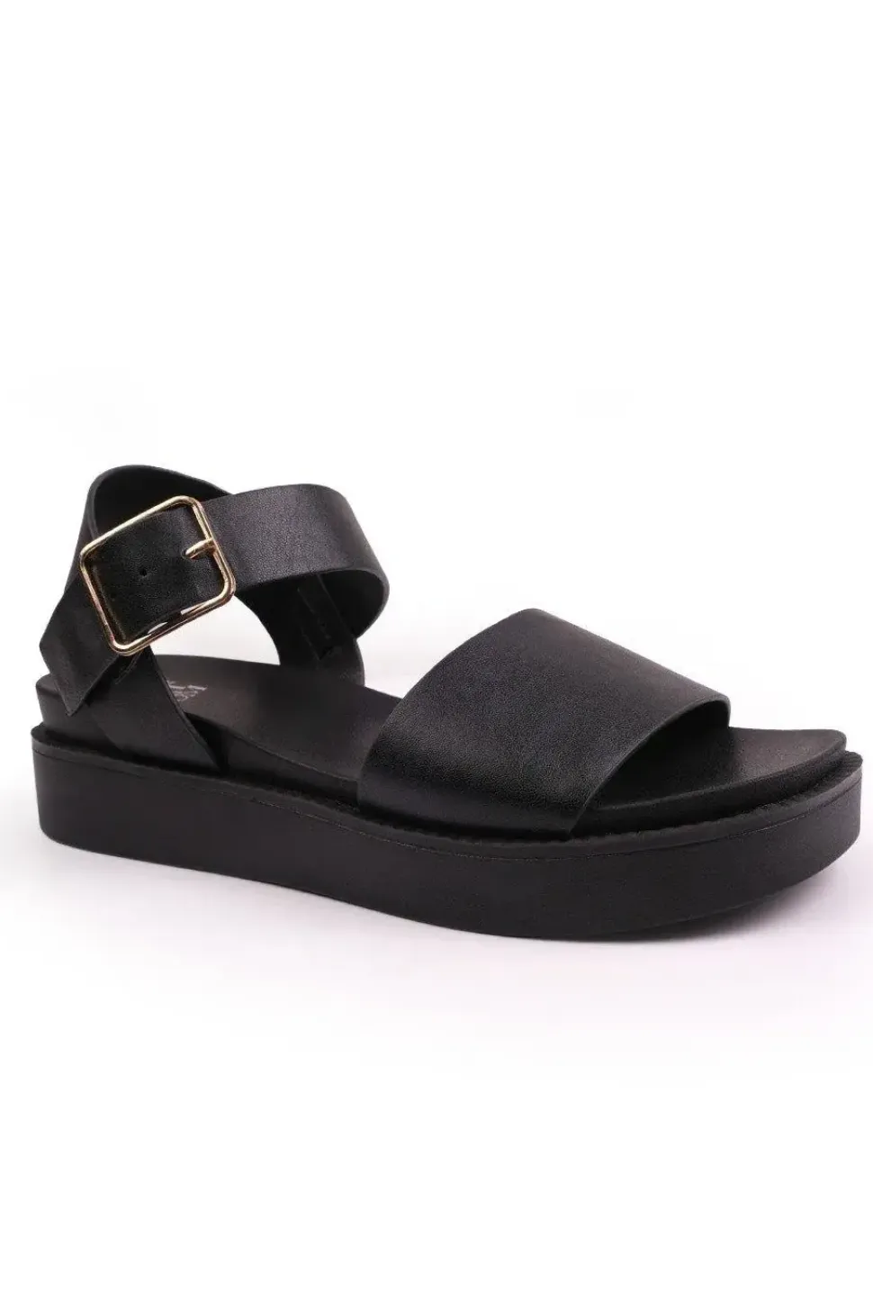 'Phoenix' Wide Fit Classic Flat Sandals With Strap And Buckle Detail