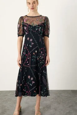 'Polly' Embroidered Midi Dress
