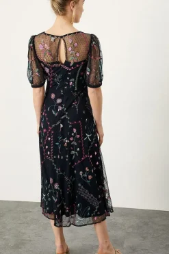 'Polly' Embroidered Midi Dress