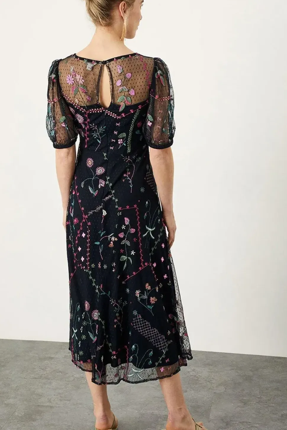 'Polly' Embroidered Midi Dress