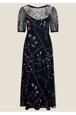 'Polly' Embroidered Midi Dress