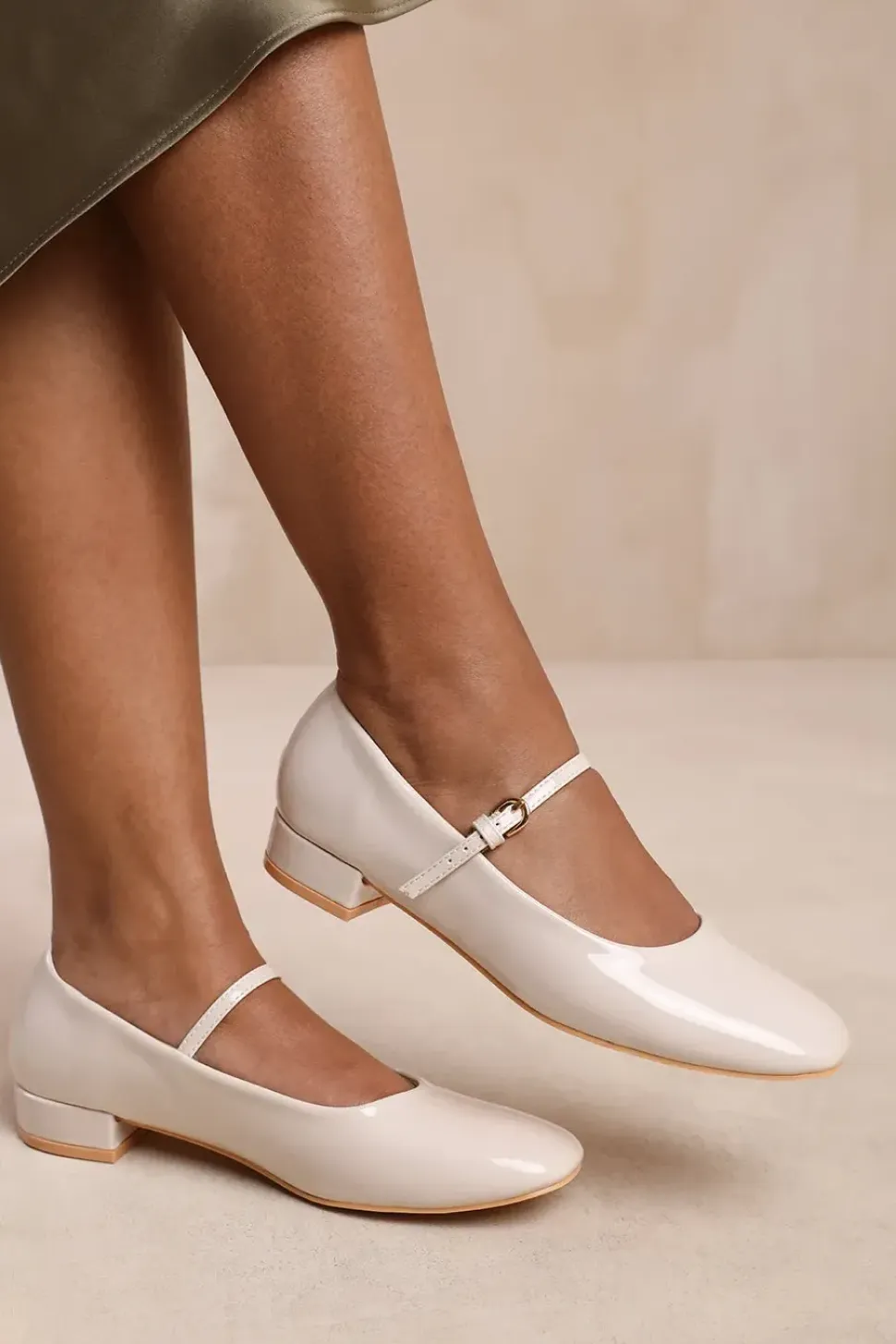 'Portugal' Wide Fit Low Heel With Strap And Buckle Detail