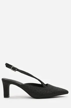 'Raizel' Pointed Toe Low Block Heel With Cross Over Ankle Strap