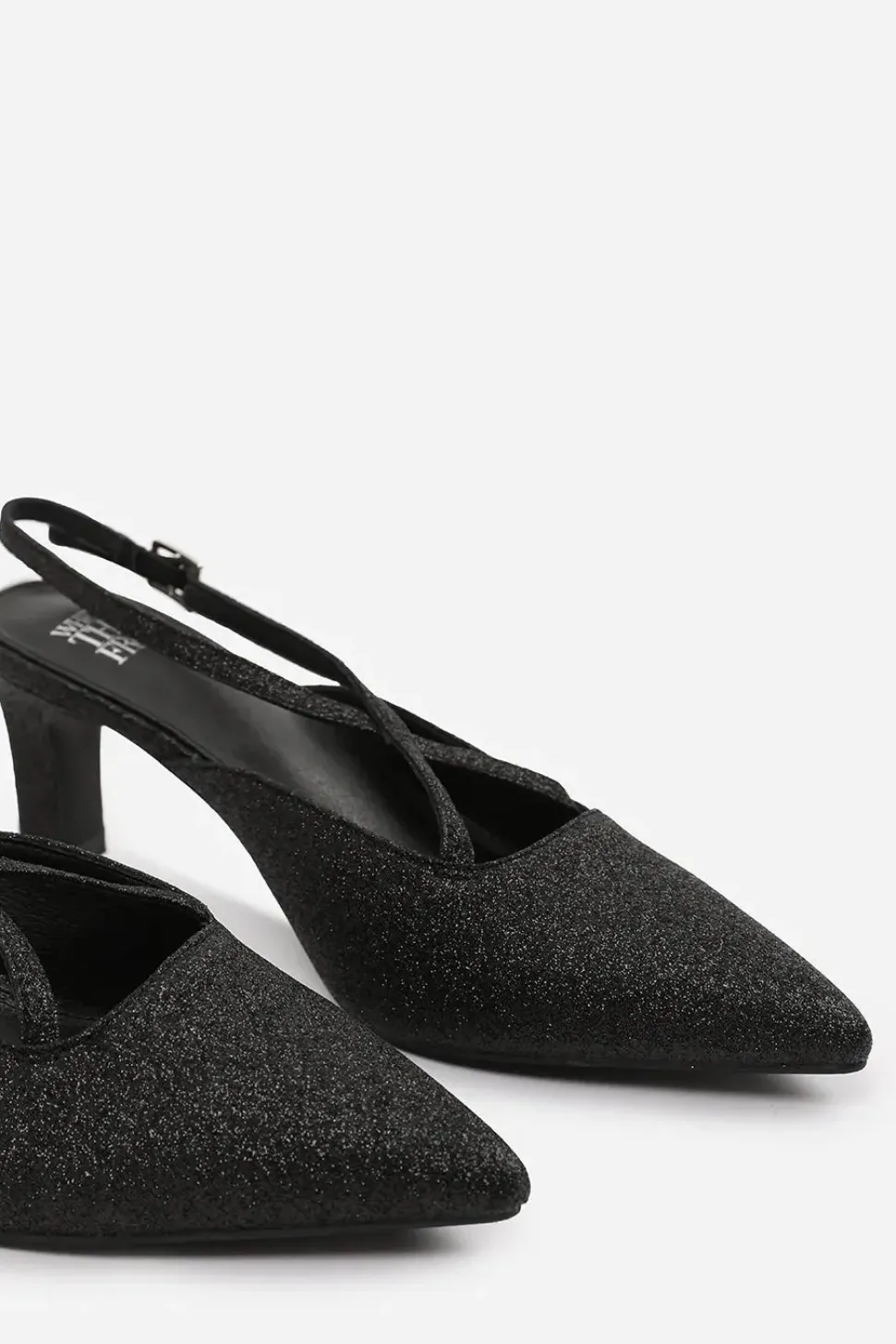 'Raizel' Pointed Toe Low Block Heel With Cross Over Ankle Strap