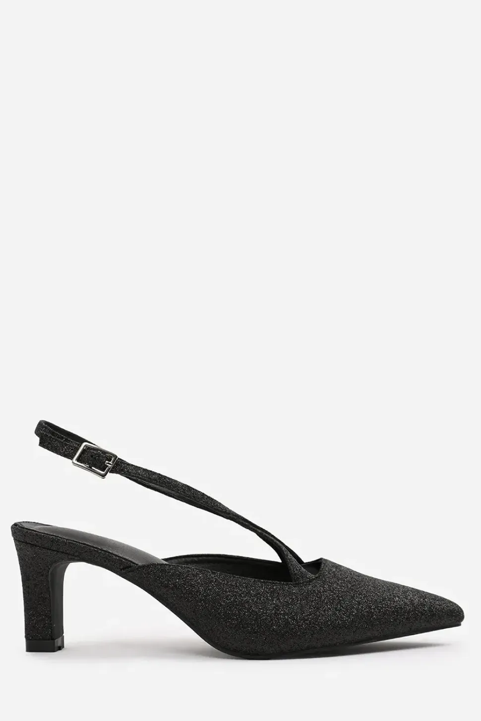 'Raizel' Wide Fit Pointed Toe Low Block Heel With Cross Over Ankle Strap