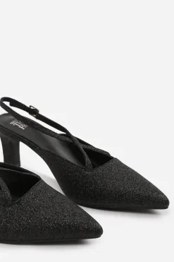 'Raizel' Wide Fit Pointed Toe Low Block Heel With Cross Over Ankle Strap