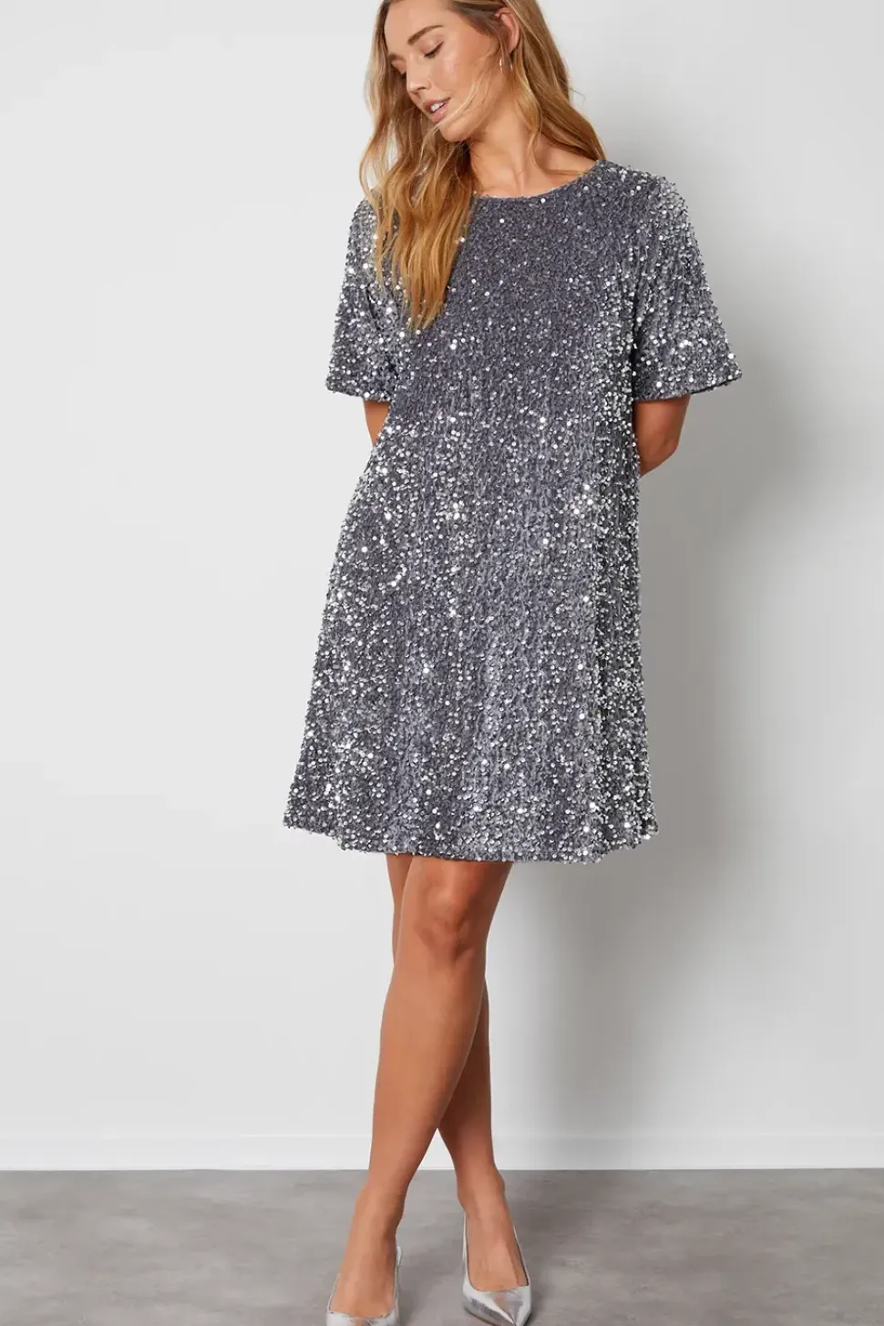 'Rocky' Sequin Velour Mini Party Dress