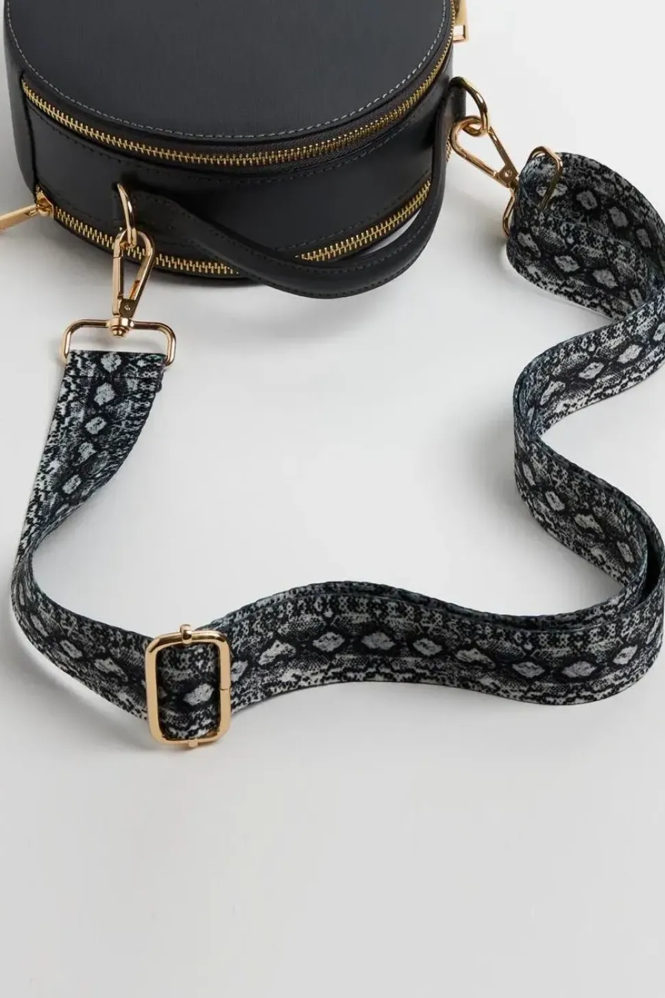 'Rome' Round Circle Crossbody Bag with Snake Strap
