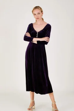 'Sara' Velvet Midi Dress