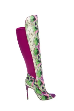 'Savi' Snake Print Leather Over The Knee Boots