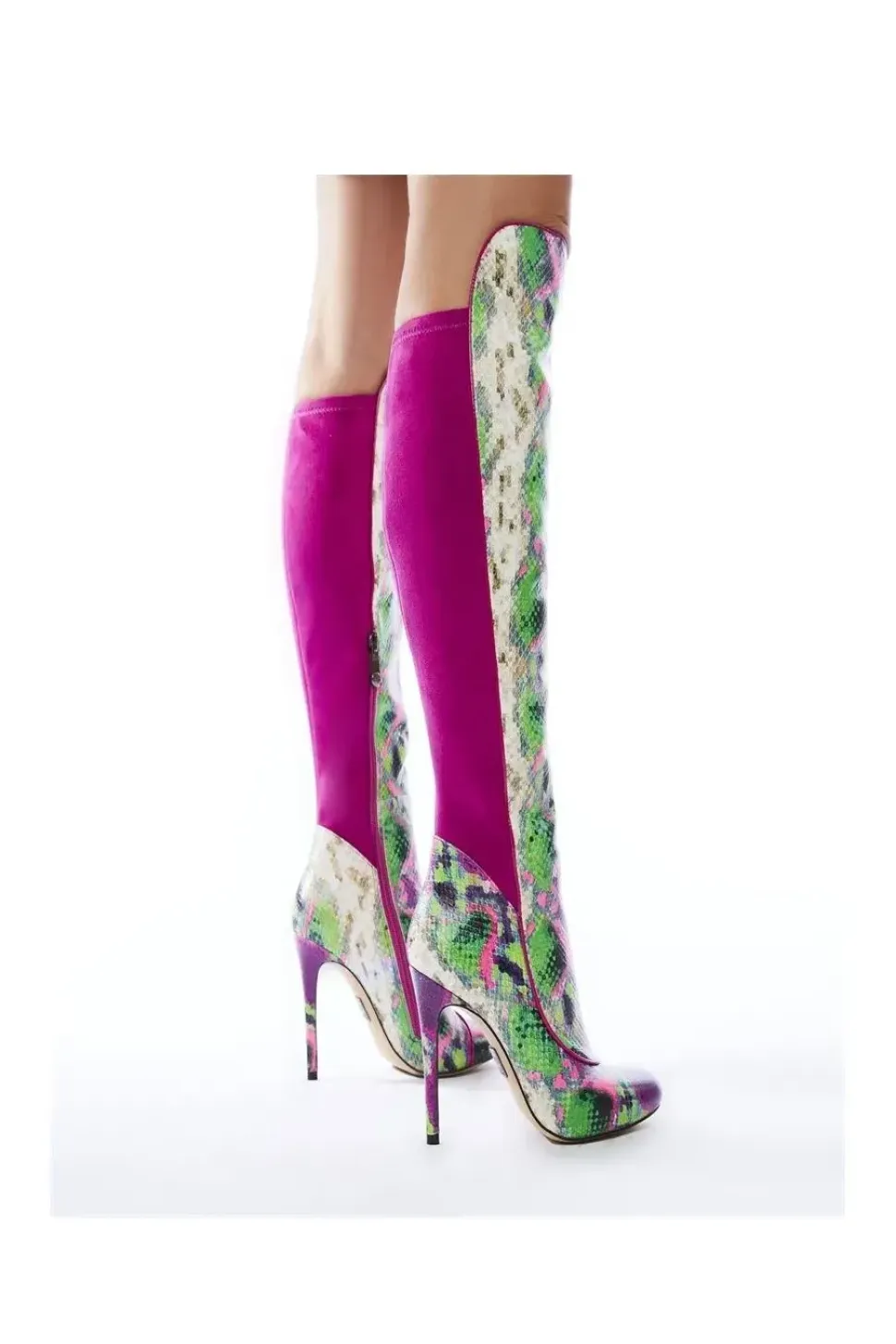 'Savi' Snake Print Leather Over The Knee Boots