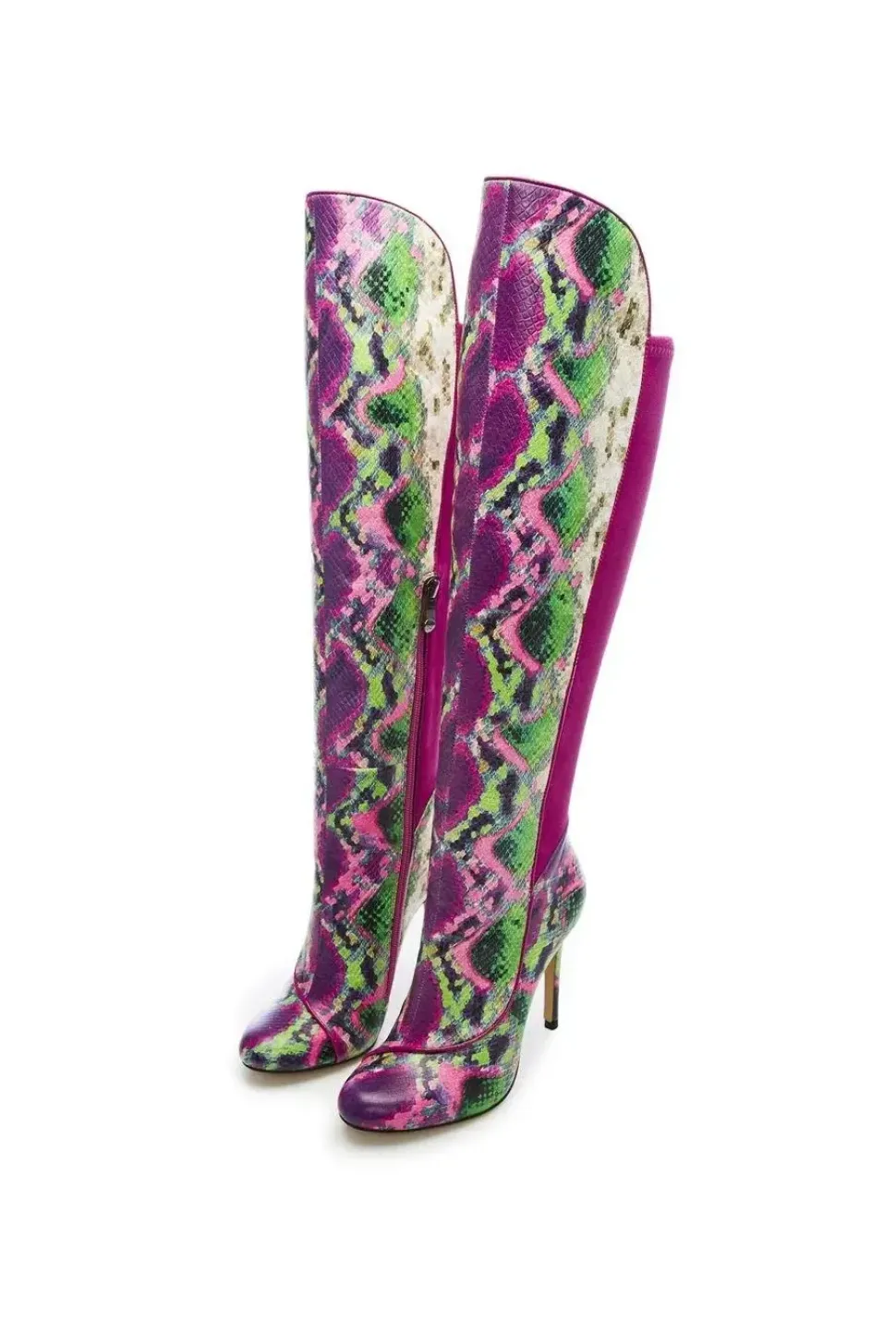 'Savi' Snake Print Leather Over The Knee Boots