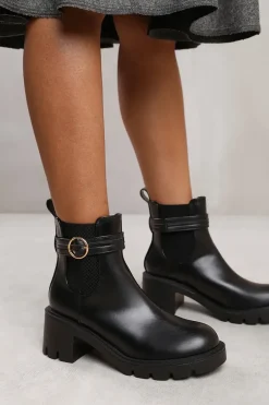 'Seena' Ankle Boot With Chunky Sole And Buckle Detail