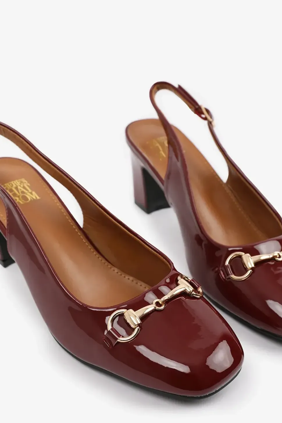 'Serena' Extra Wide Fit Block Heel With Metal Detail And Slingback Buckle Strap