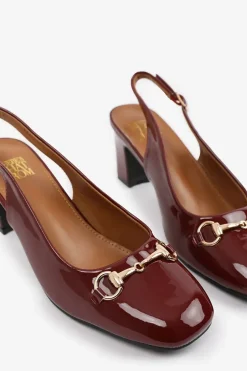 'Serena' Wide Fit Block Heel With Metal Detail And Slingback Buckle Strap