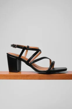 'Sidra' Wide Fit Mid High Block Heel Sandals With Cross Over Strap