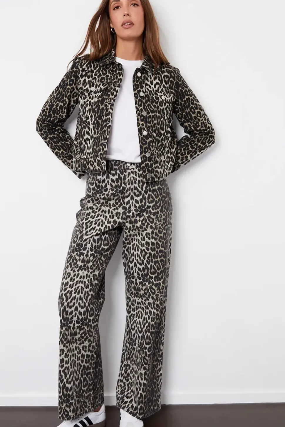 'Soleil' Printed Wide Leg Denim Jeans