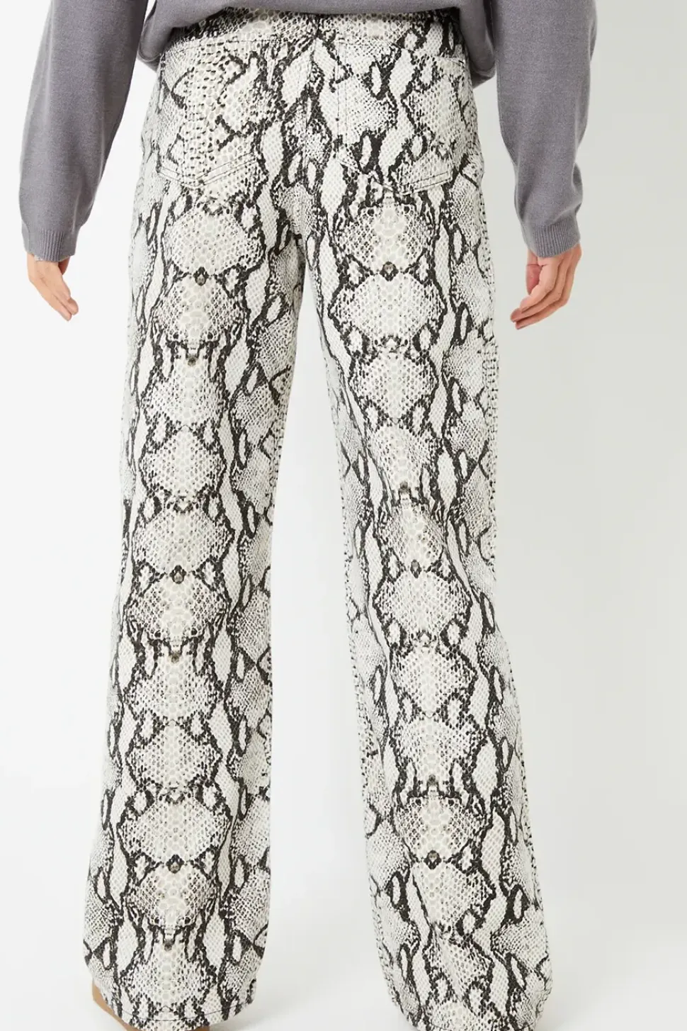 'Soleil' Snake Print Wide Leg Denim Jeans