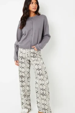 'Soleil' Snake Print Wide Leg Denim Jeans