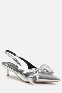 'Spain' Low Kitten Heels Pointed Toe Bow Detail