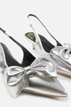 'Spain' Low Kitten Heels Pointed Toe Bow Detail