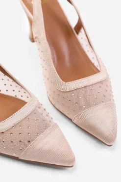 'Sparkle' Diamante Mesh Pointed Heel With Slingback Strap
