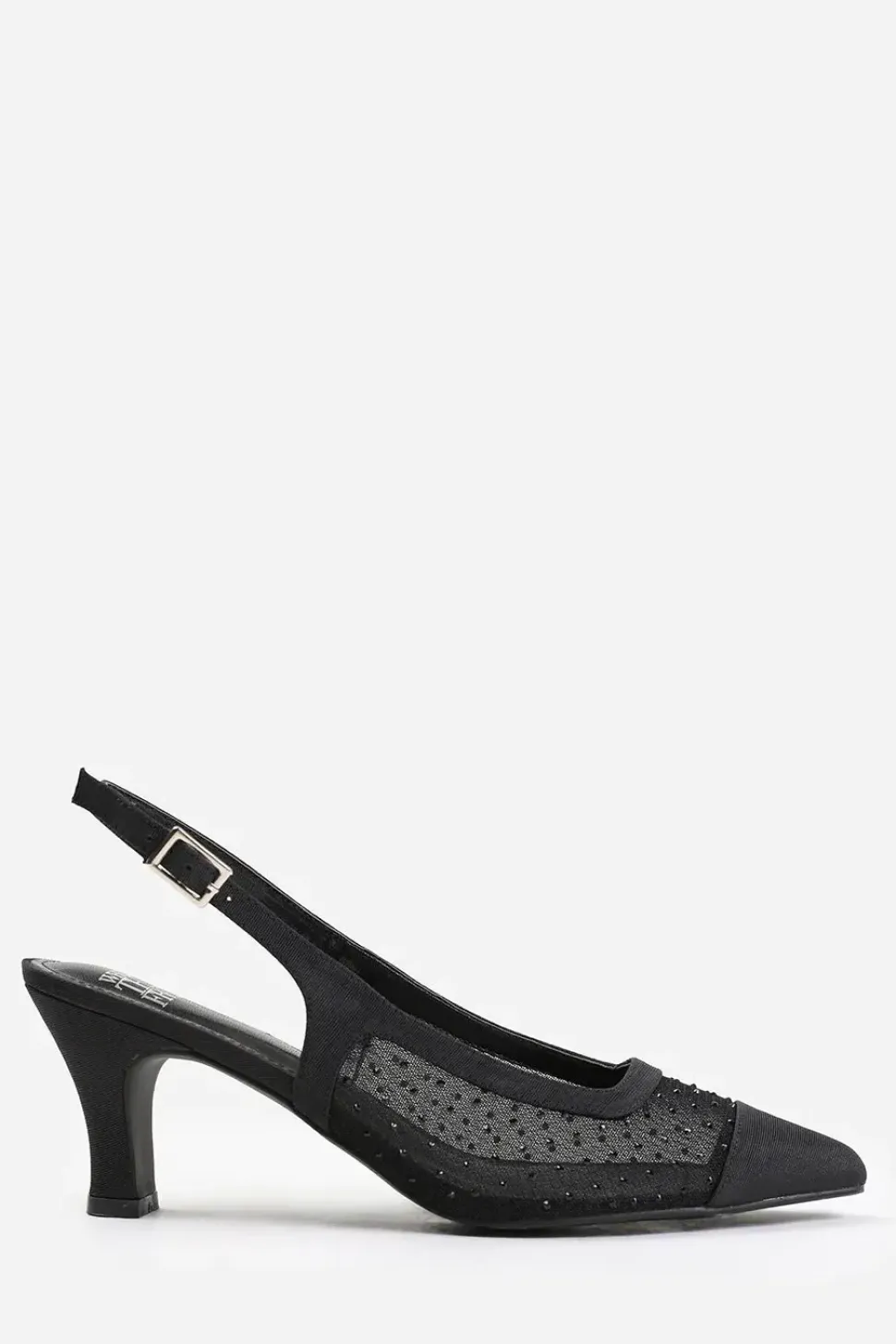 'Sparkle' Wide Fit Diamante Mesh Pointed Heel With Slingback Strap