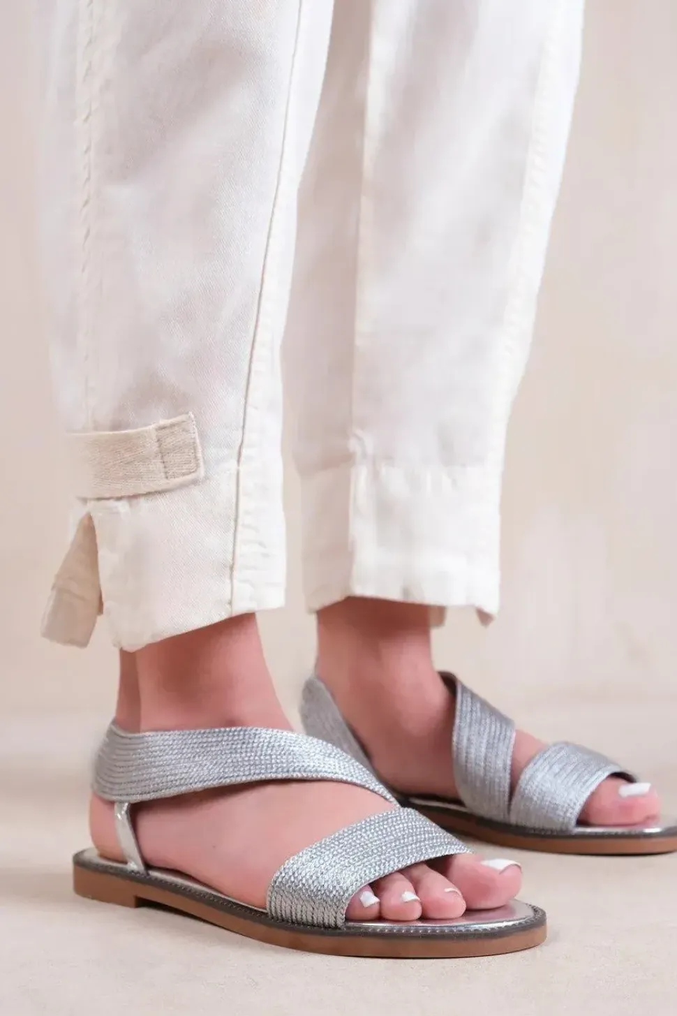 'Studio' Flat Sandals With Threaded Wide Straps