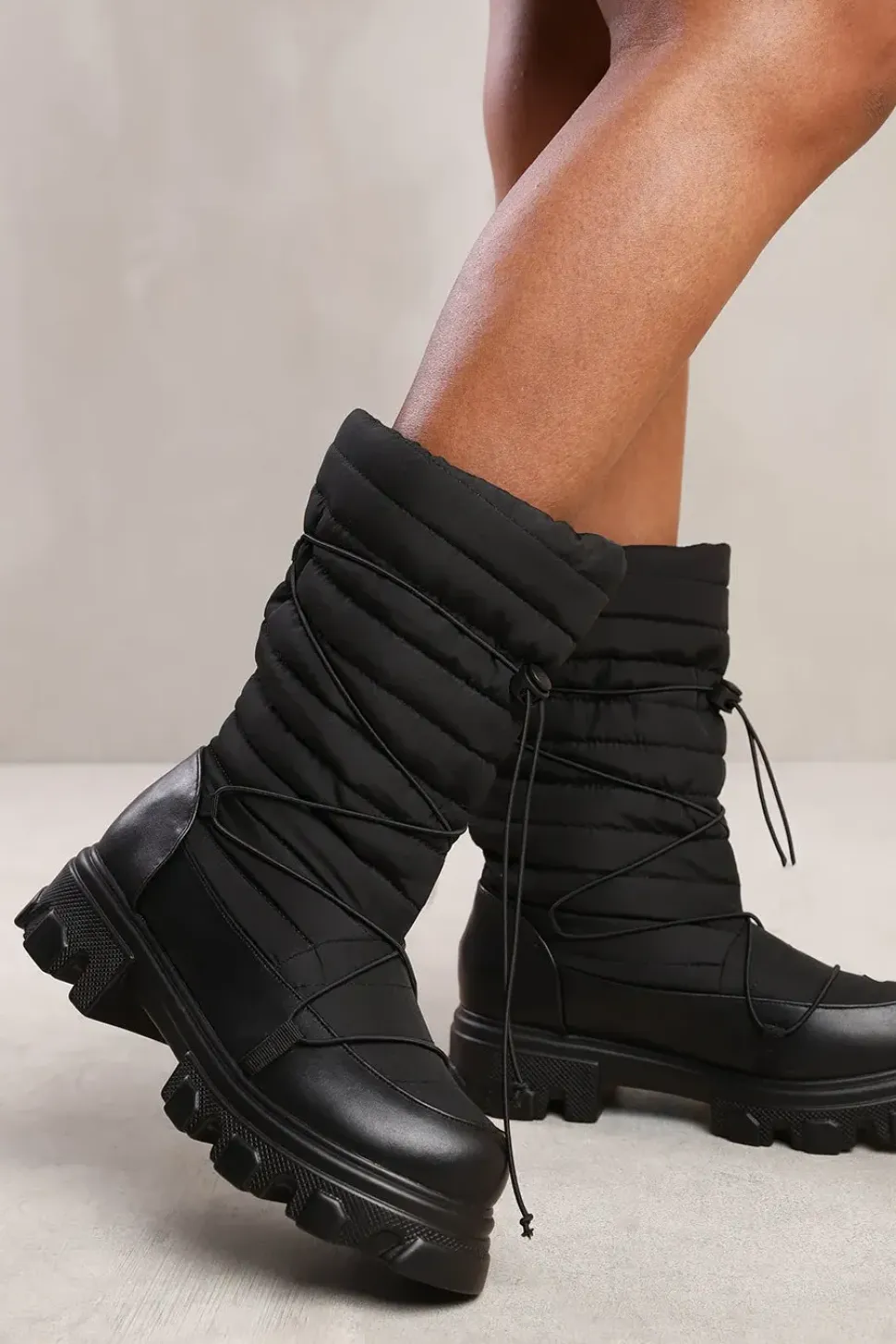 'Susie' Puffer Quilted Boot With Chunky Soles